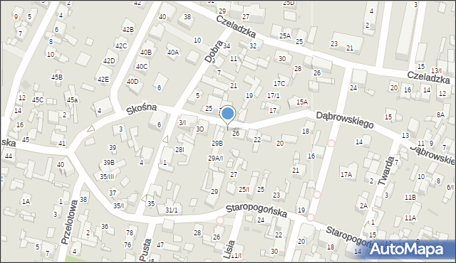 Sosnowiec, Dąbrowskiego Jarosława, gen., 28, mapa Sosnowca