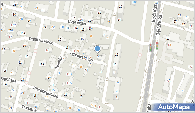 Sosnowiec, Dąbrowskiego Jarosława, gen., 3, mapa Sosnowca