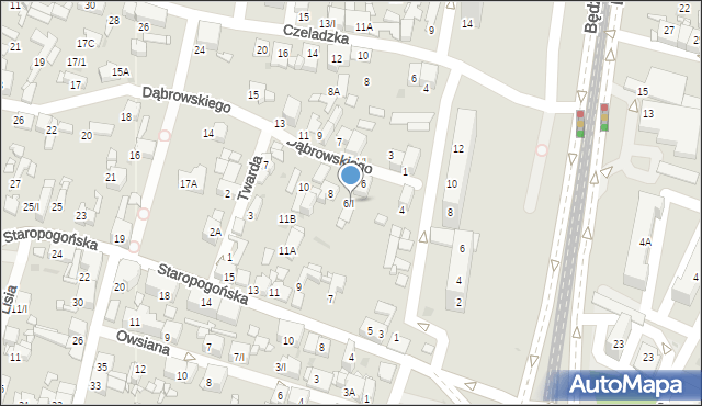 Sosnowiec, Dąbrowskiego Jarosława, gen., 6/I, mapa Sosnowca