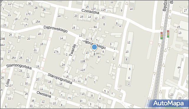 Sosnowiec, Dąbrowskiego Jarosława, gen., 8, mapa Sosnowca