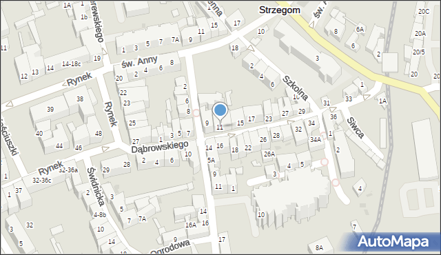 Strzegom, Dąbrowskiego Jarosława, gen., 11, mapa Strzegom