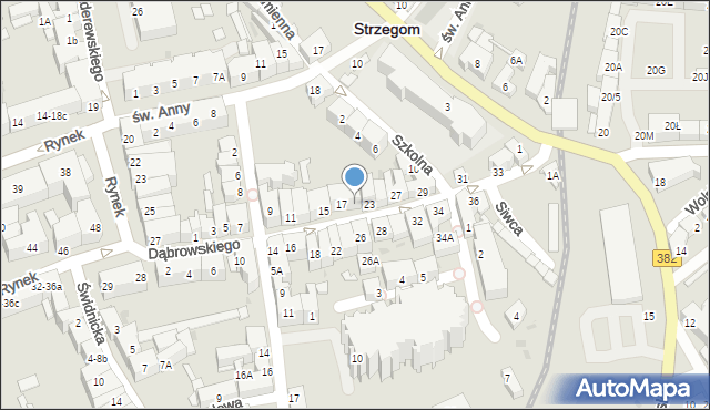 Strzegom, Dąbrowskiego Jarosława, gen., 19, mapa Strzegom