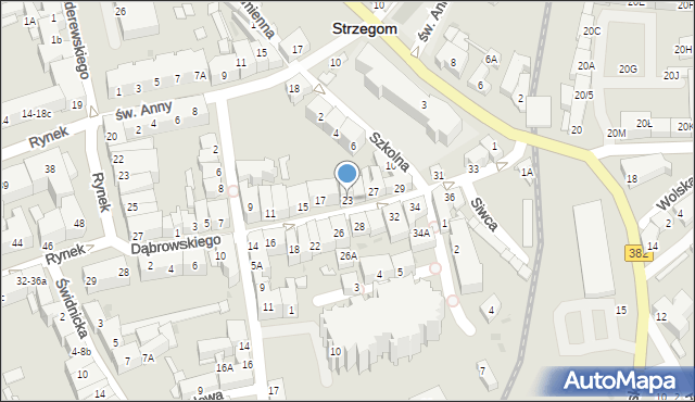 Strzegom, Dąbrowskiego Jarosława, gen., 23, mapa Strzegom