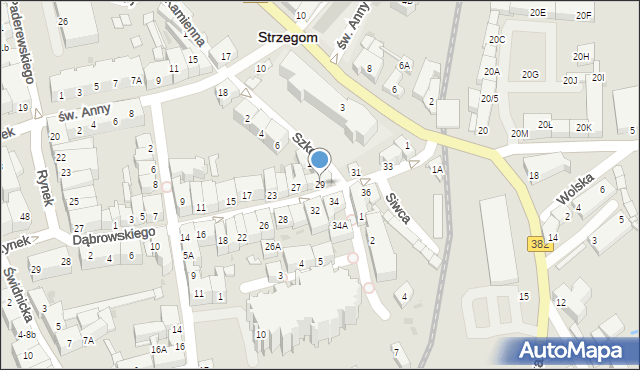 Strzegom, Dąbrowskiego Jarosława, gen., 29, mapa Strzegom
