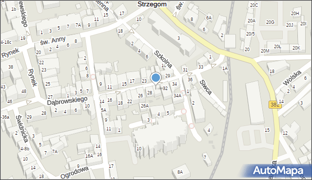 Strzegom, Dąbrowskiego Jarosława, gen., 30, mapa Strzegom