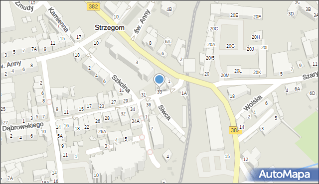 Strzegom, Dąbrowskiego Jarosława, gen., 33, mapa Strzegom