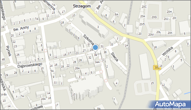Strzegom, Dąbrowskiego Jarosława, gen., 34, mapa Strzegom