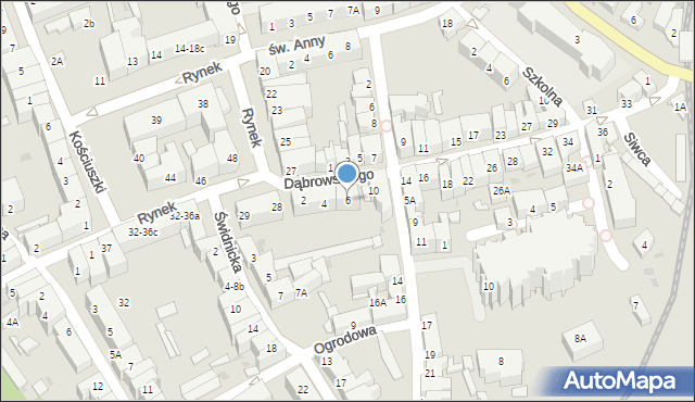 Strzegom, Dąbrowskiego Jarosława, gen., 6, mapa Strzegom