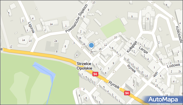 Strzelce Opolskie, Dąbrowskiego Jarosława, gen., 20, mapa Strzelce Opolskie