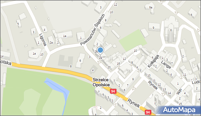 Strzelce Opolskie, Dąbrowskiego Jarosława, gen., 24, mapa Strzelce Opolskie