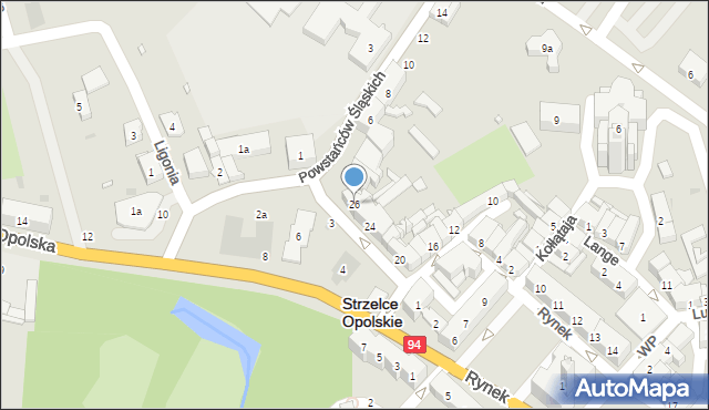Strzelce Opolskie, Dąbrowskiego Jarosława, gen., 26, mapa Strzelce Opolskie