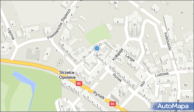 Strzelce Opolskie, Dąbrowskiego Jarosława, gen., 8, mapa Strzelce Opolskie
