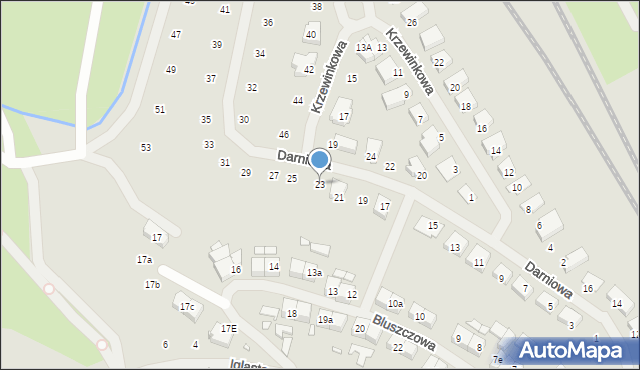 Szczecin, Darniowa, 23, mapa Szczecina