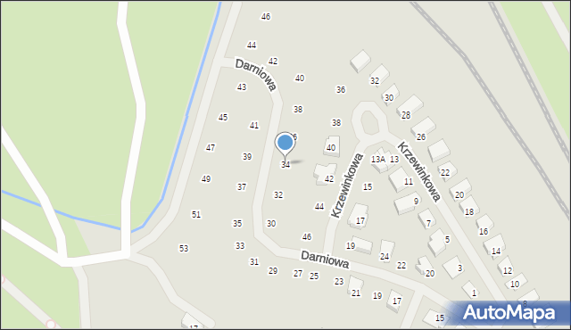 Szczecin, Darniowa, 34, mapa Szczecina