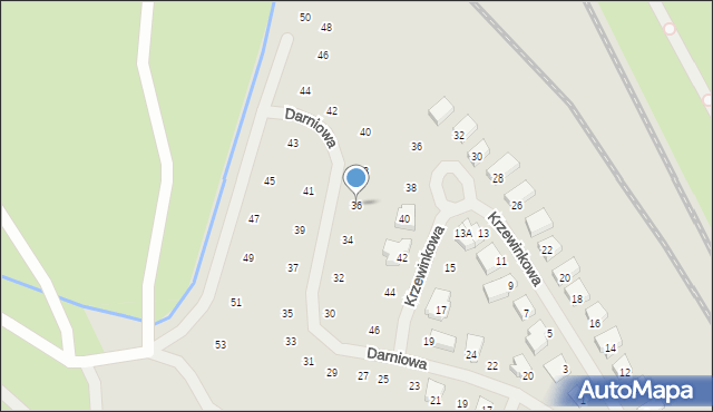 Szczecin, Darniowa, 36, mapa Szczecina