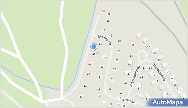 Szczecin, Darniowa, 45, mapa Szczecina