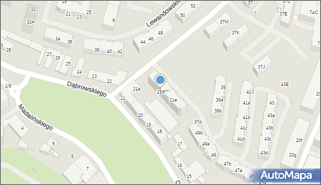 Szczecin, Dąbrowskiego Henryka, gen., 21b, mapa Szczecina