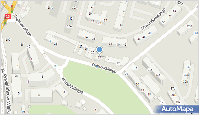 Szczecin, Dąbrowskiego Henryka, gen., 24, mapa Szczecina