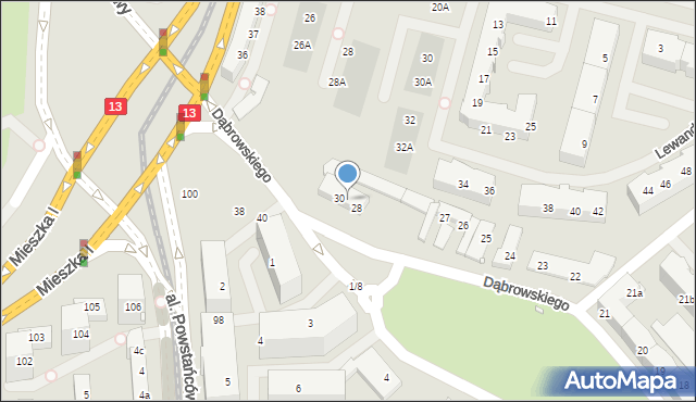 Szczecin, Dąbrowskiego Henryka, gen., 29, mapa Szczecina