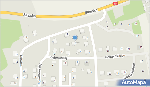 Szczecinek, Dąbrowskiej Marii, 7, mapa Szczecinek