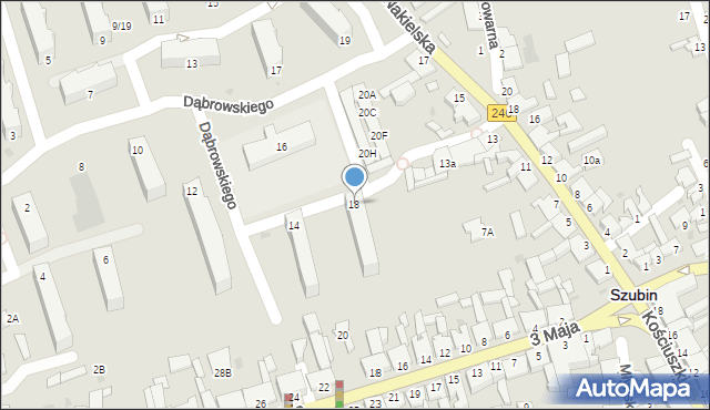 Szubin, Dąbrowskiego Jarosława, gen., 18, mapa Szubin