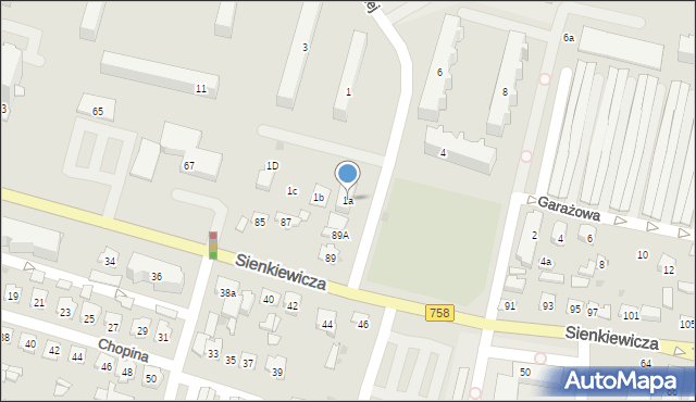 Tarnobrzeg, Dąbrowskiej Marii, 1a, mapa Tarnobrzegu