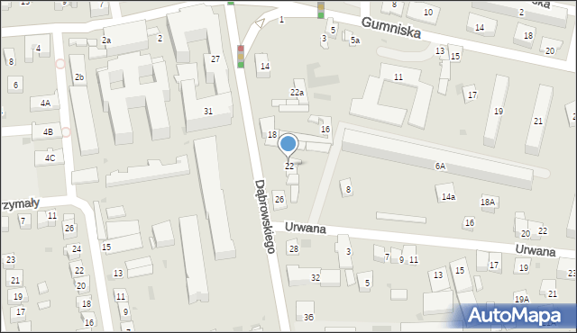 Tarnów, Dąbrowskiego Jarosława, gen., 22, mapa Tarnów