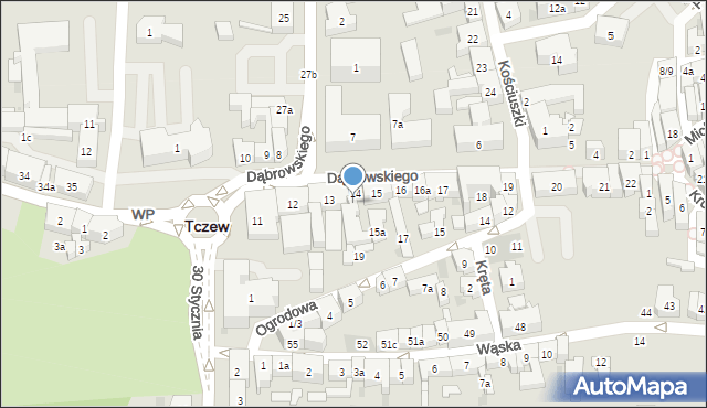 Tczew, Dąbrowskiego Jarosława, gen., 14a, mapa Tczew