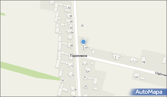 Toporowice, Dąbrowska, 1, mapa Toporowice