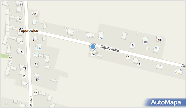 Toporowice, Dąbrowska, 2A, mapa Toporowice