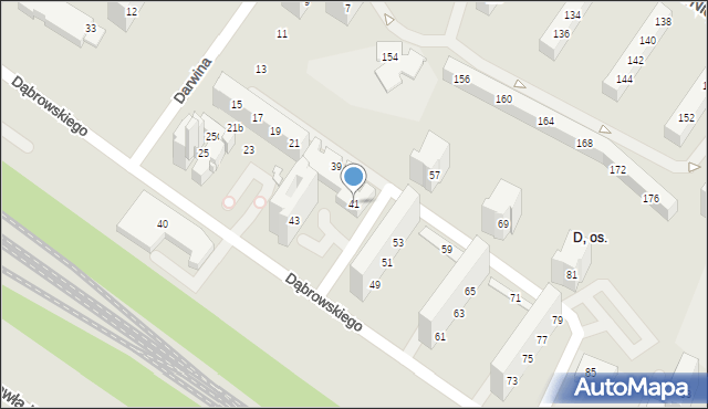 Tychy, Dąbrowskiego Henryka, gen., 41, mapa Tychów