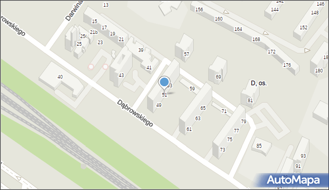 Tychy, Dąbrowskiego Henryka, gen., 51, mapa Tychów