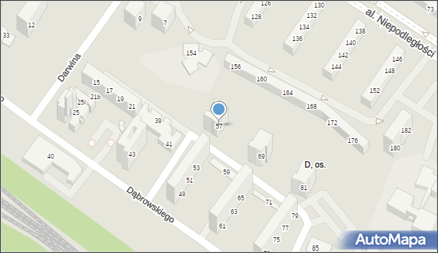 Tychy, Dąbrowskiego Henryka, gen., 57, mapa Tychów