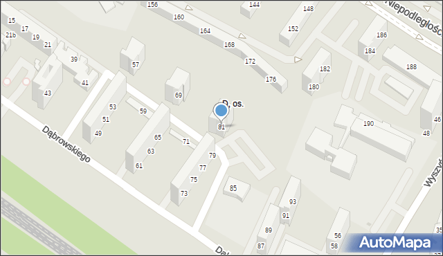 Tychy, Dąbrowskiego Henryka, gen., 81, mapa Tychów