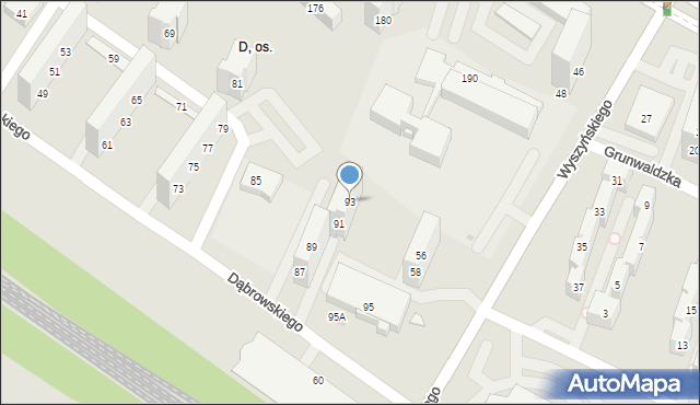 Tychy, Dąbrowskiego Henryka, gen., 93, mapa Tychów