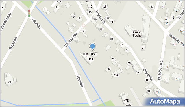 Tychy, Damrota, 83G, mapa Tychów
