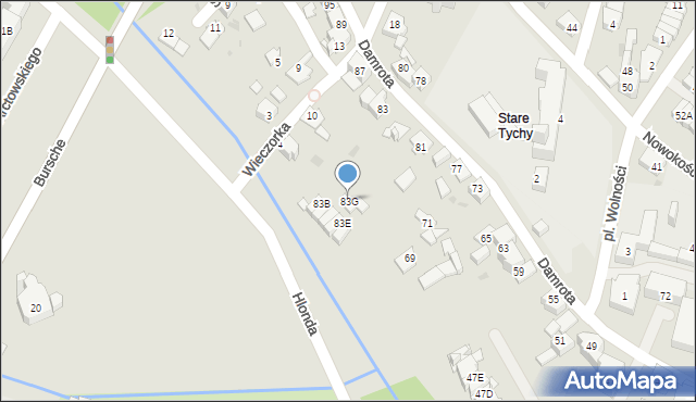 Tychy, Damrota, 83G, mapa Tychów