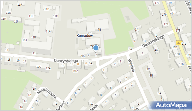 Wałbrzych, Daszyńskiego Ignacego, 7, mapa Wałbrzycha