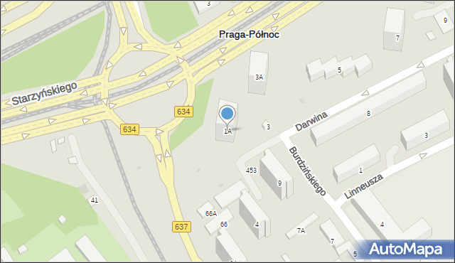 Warszawa, Darwina Karola, 1A, mapa Warszawy