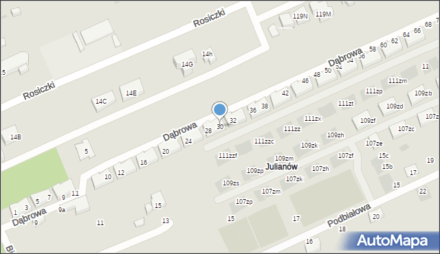 Warszawa, Dąbrowa, 30, mapa Warszawy
