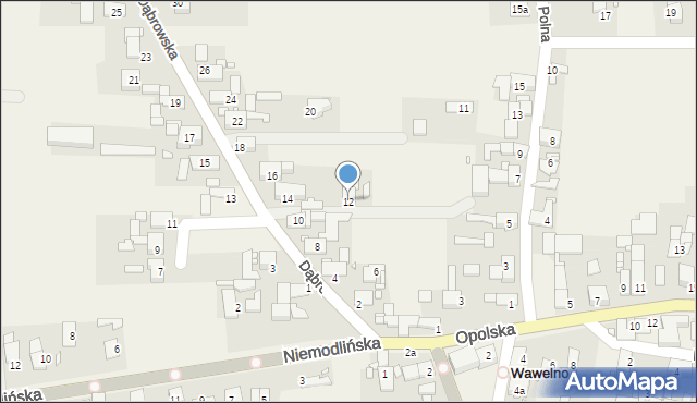 Wawelno, Dąbrowska, 12, mapa Wawelno