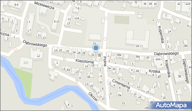 Wieruszów, Dąbrowskiego Jarosława, gen., 36, mapa Wieruszów