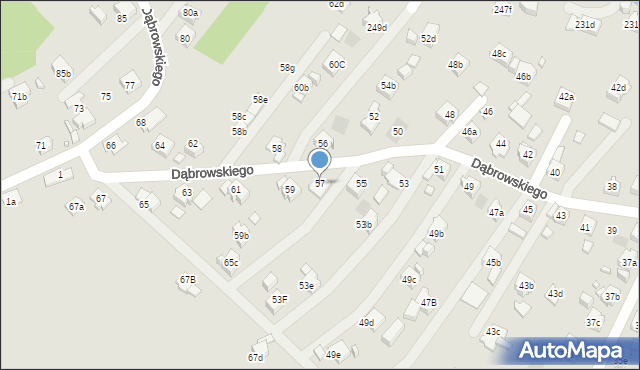 Wodzisław Śląski, Dąbrowskiego Jarosława, gen., 57, mapa Wodzisławia Śląskiego