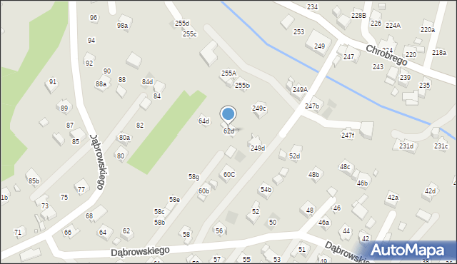 Wodzisław Śląski, Dąbrowskiego Jarosława, gen., 62d, mapa Wodzisławia Śląskiego