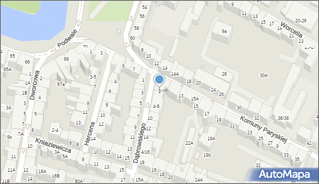 Wrocław, Dąbrowskiego Henryka, gen., 2, mapa Wrocławia