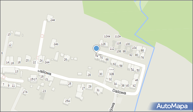 Wrocław, Daliowa, 74, mapa Wrocławia