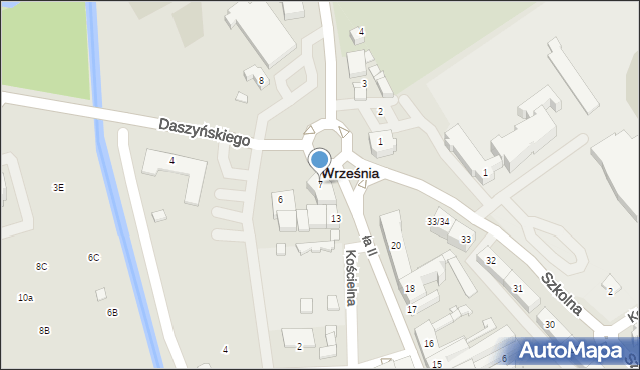 Września, Daszyńskiego, 7, mapa Wrześni