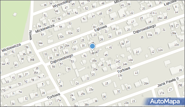 Ząbki, Dąbrowskiego Henryka, gen., 49, mapa Ząbki