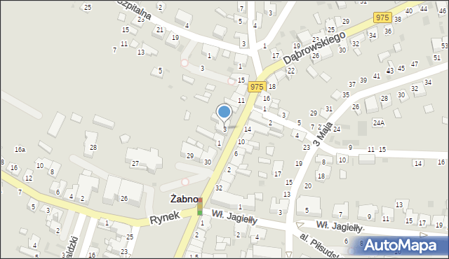 Żabno, Dąbrowskiego, 3, mapa Żabno