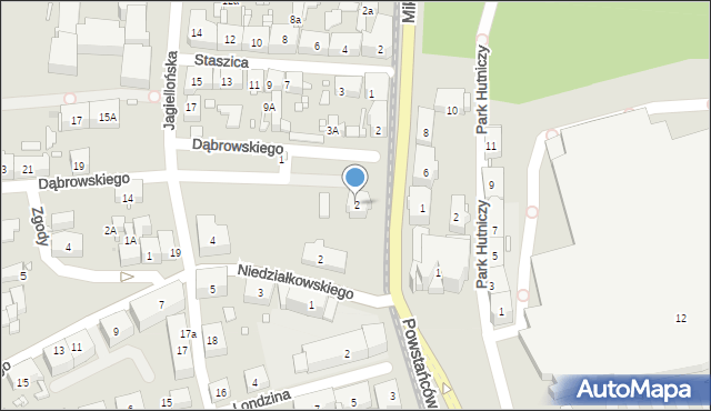 Zabrze, Dąbrowskiego Jarosława, gen., 2, mapa Zabrza